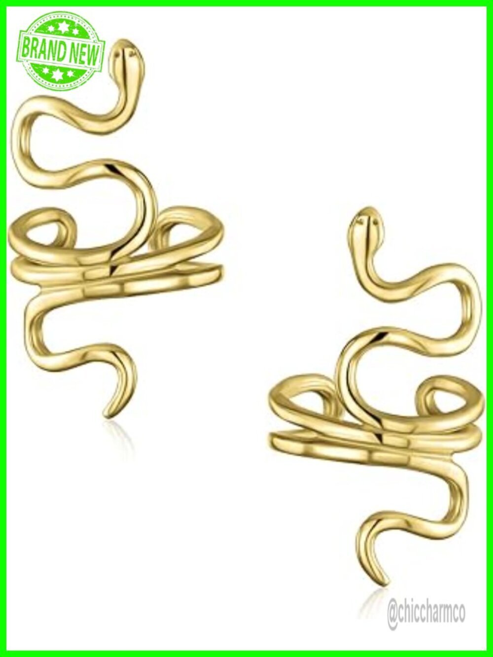 Snake Clip On Ear Cuff 14K Gold Plated .925 Sterling Silver Non Pierced Wrap